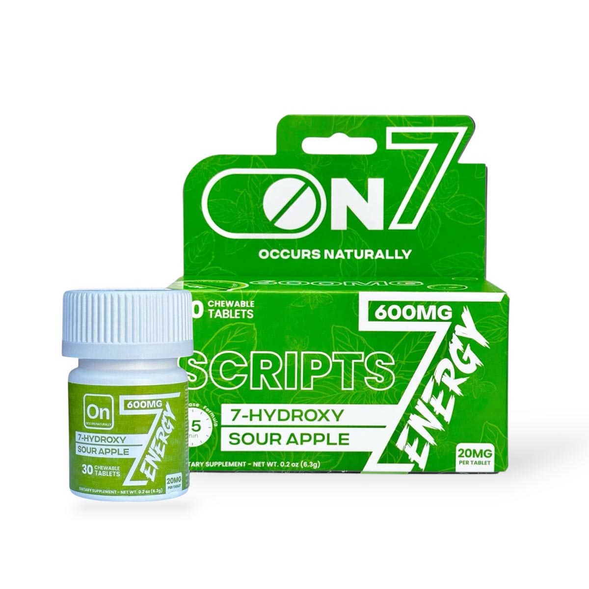 On7 7 Hydroxy Energy Tablets Sour Apple 20mg 30ct 80769